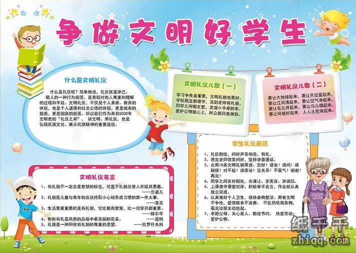 争做新时代文明小学生"手抄报